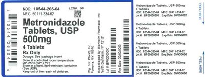 500mg 04ct (Label Metronidazole Tabs 500mg Bpi(10544 265 04) Pliva(50111 334 02) Rev0)